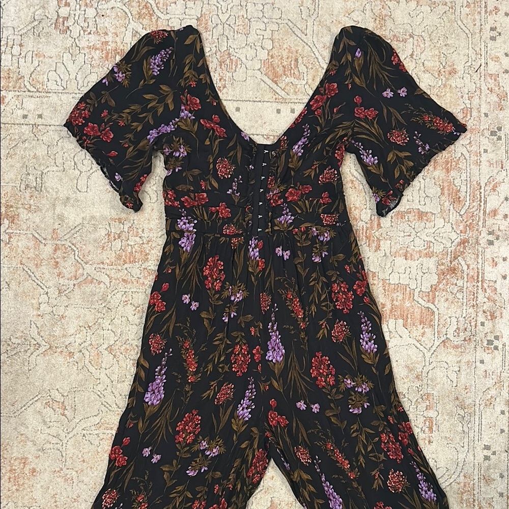 American Eagle Outfitters- Floral Black Jumpsuit